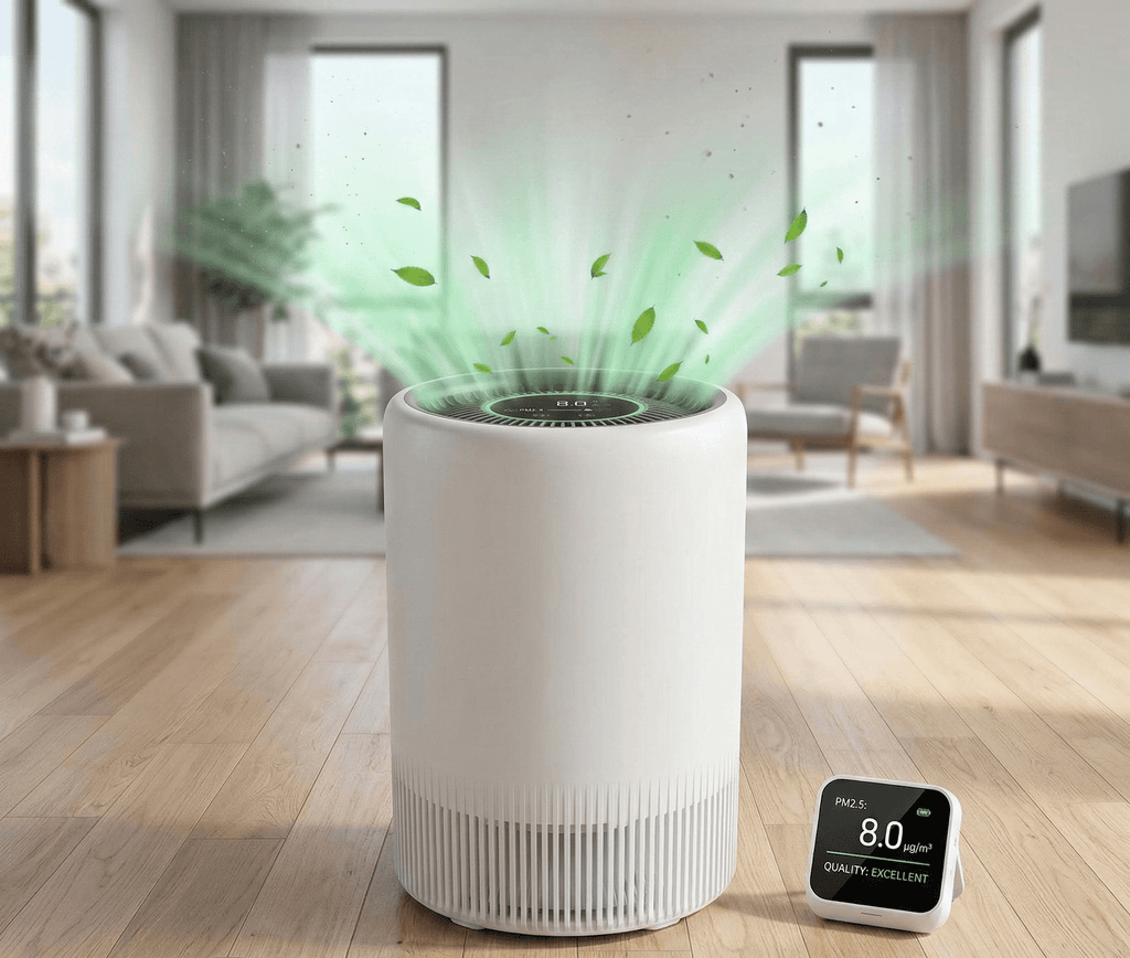 Purificateur d’Air HEPA Intelligent WiFi avec Capteur PM2.5 – Compatible Alexa & Application – Anti Allergies, Poussière et Poils d’Animaux - HomeAirPro