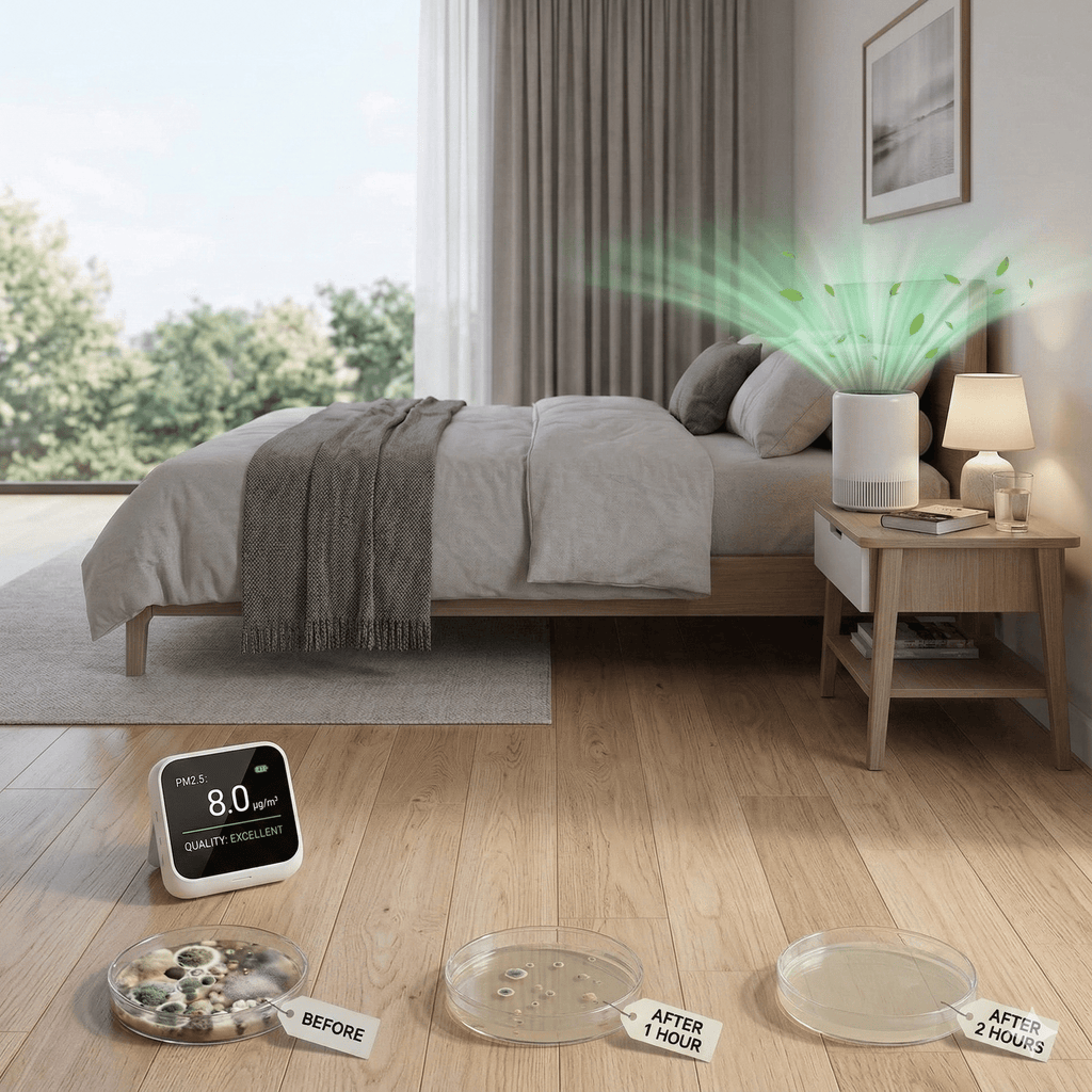 Purificateur d’Air HEPA Intelligent WiFi avec Capteur PM2.5 – Compatible Alexa & Application – Anti Allergies, Poussière et Poils d’Animaux - HomeAirPro