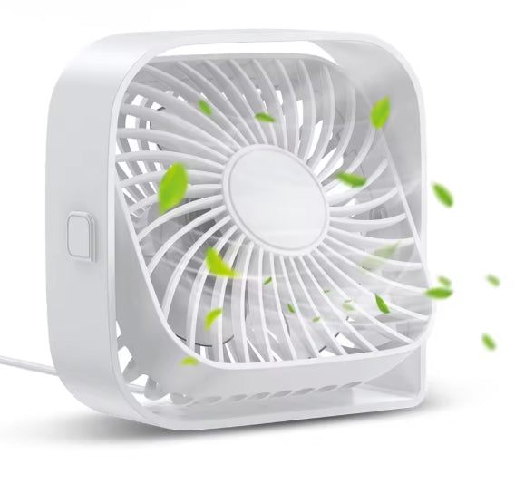 Ventilateur USB de Bureau – Mini Ventilateur Portable Silencieux 3 Vitesses, Rotation 360° pour Bureau, Chambre et Maison