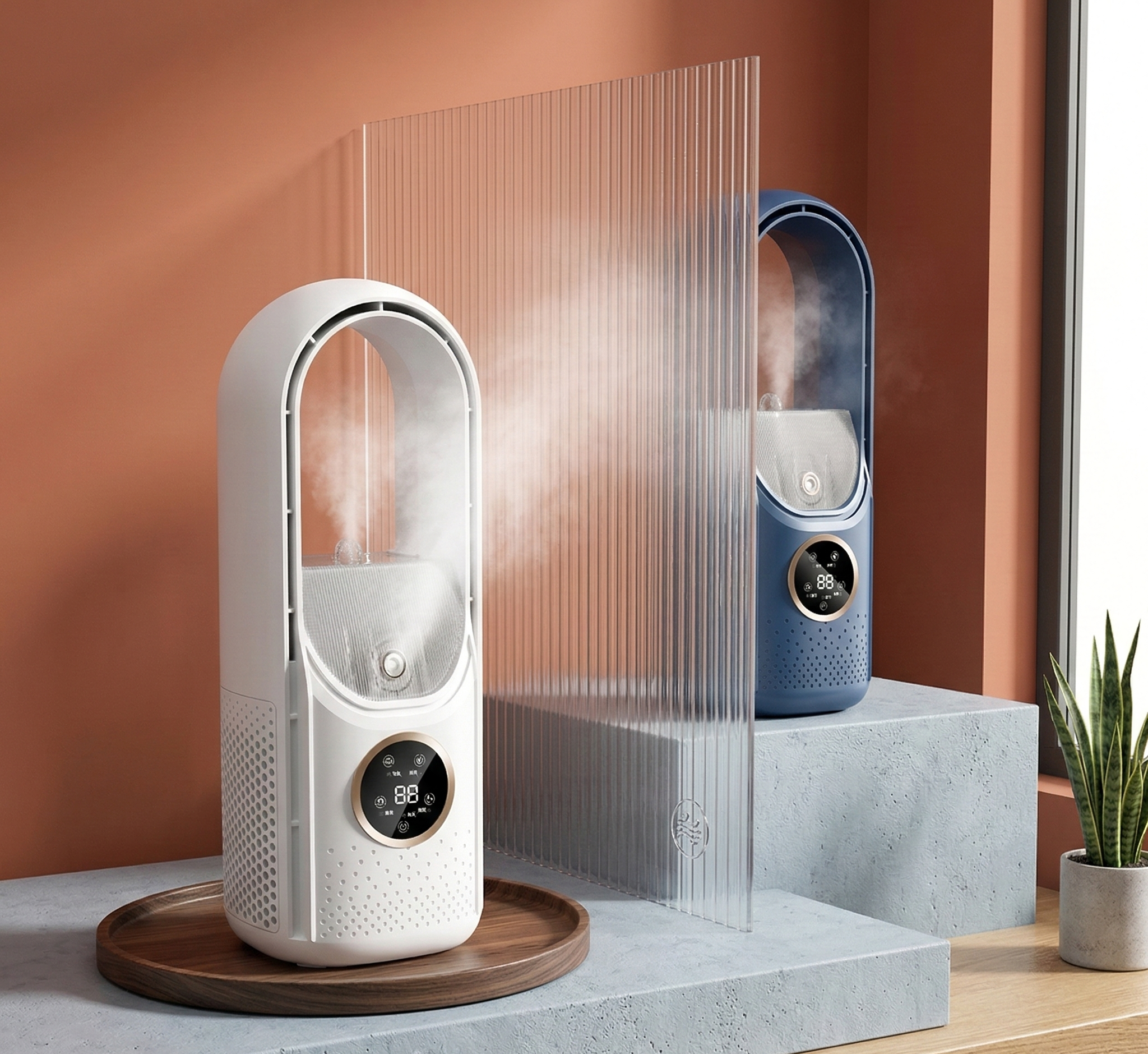 Ventilateur USB Sans Pales avec Humidificateur – Refroidisseur d’Air Portable 6 Vitesses, Ventilateur Silencieux pour Bureau, Chambre ou Maison